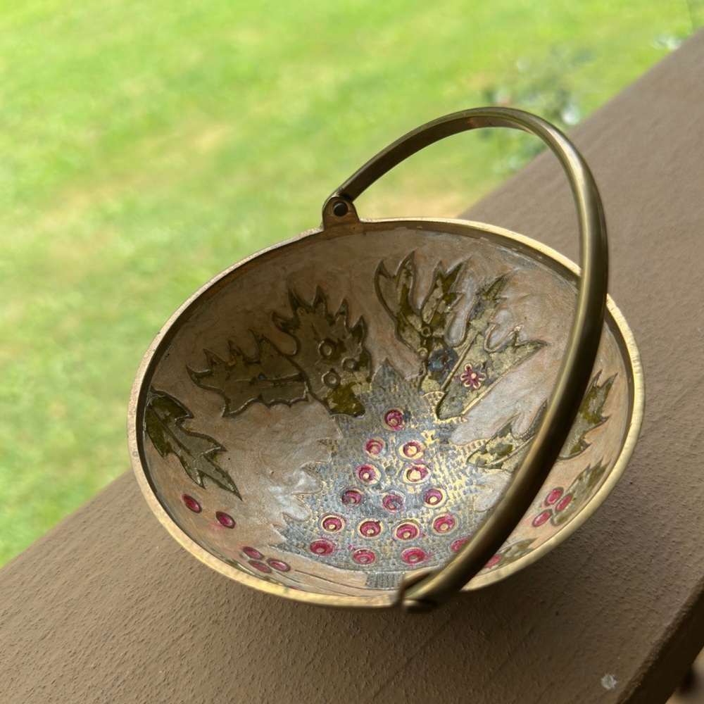 Decorative Brass Bowl with Handle